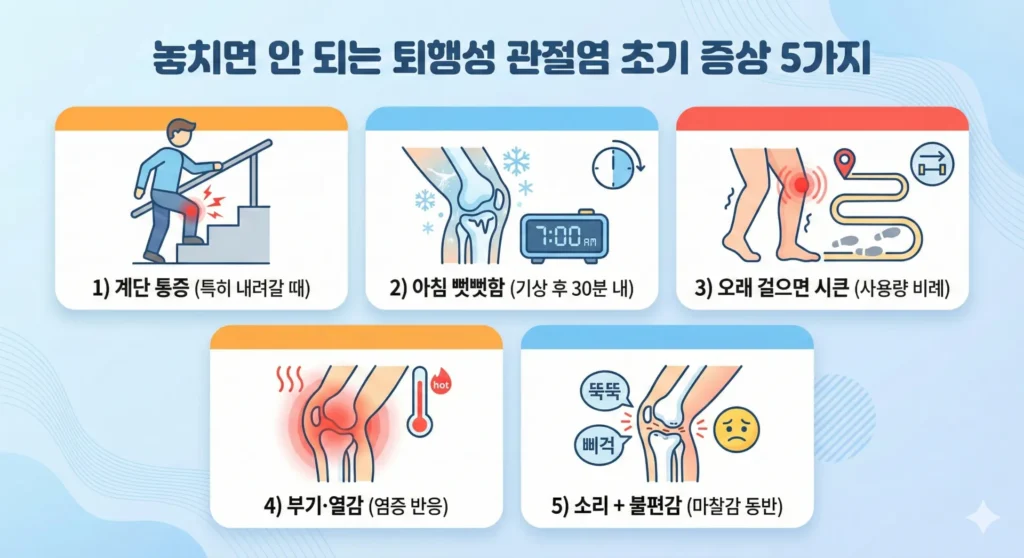 퇴행성 관절염 초기 증상 5가지 그림.
