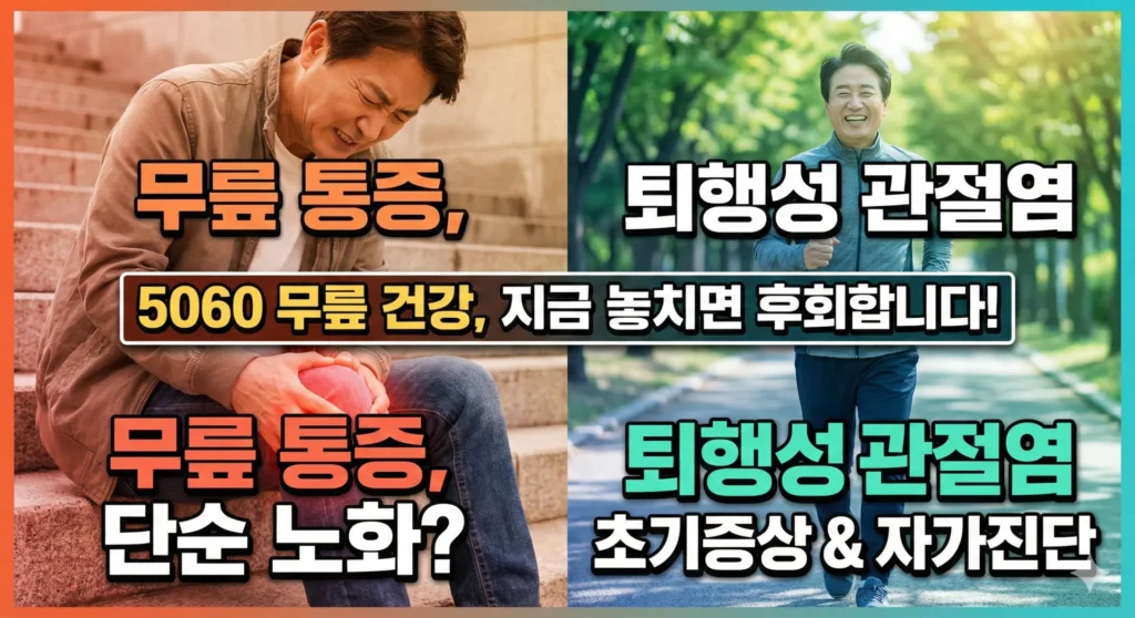 5060 퇴행성 관절염 초기 증상 5가지와 자가 진단법 관련 포스팅 썸네일.