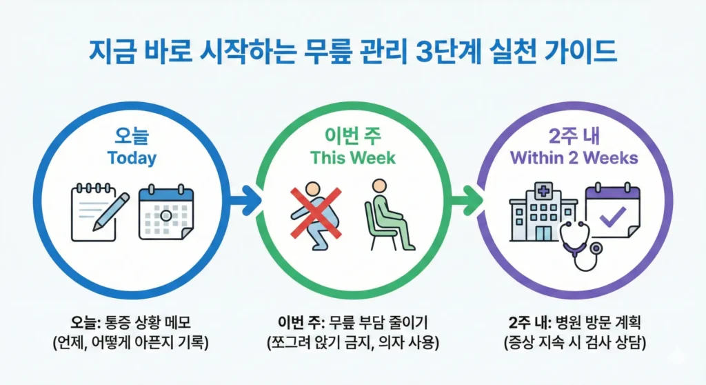 무릎 관리 3단계 방법 그림.