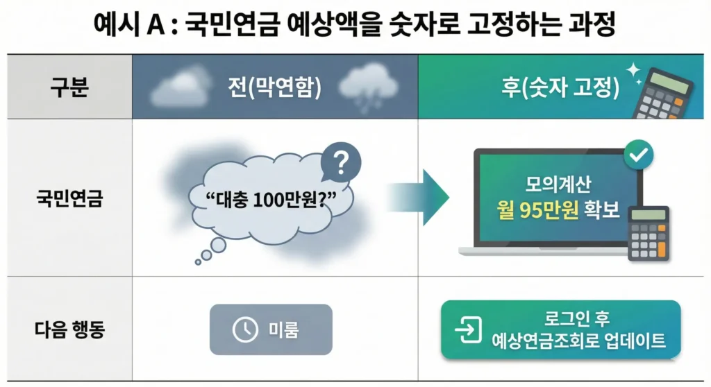 국민연금 예상액 산출 전후 비교.