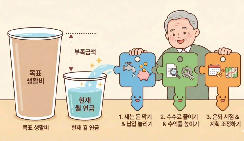 연금 관리 및 부족금 보완절차 도식화한 이미지